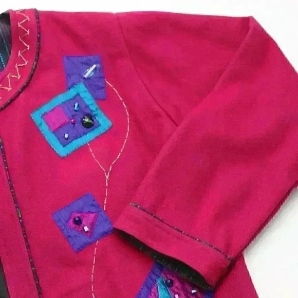 Vintage Yak Magik Women's Medium Wool Silk Artsy Boho Embroidered Beaded Jacket - Picture 3 of 12